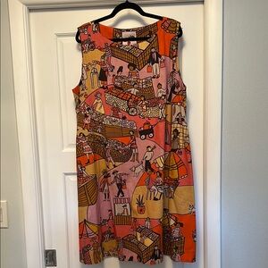 Lesley Evers Juniper Swing Dress Farmers Market print 1X